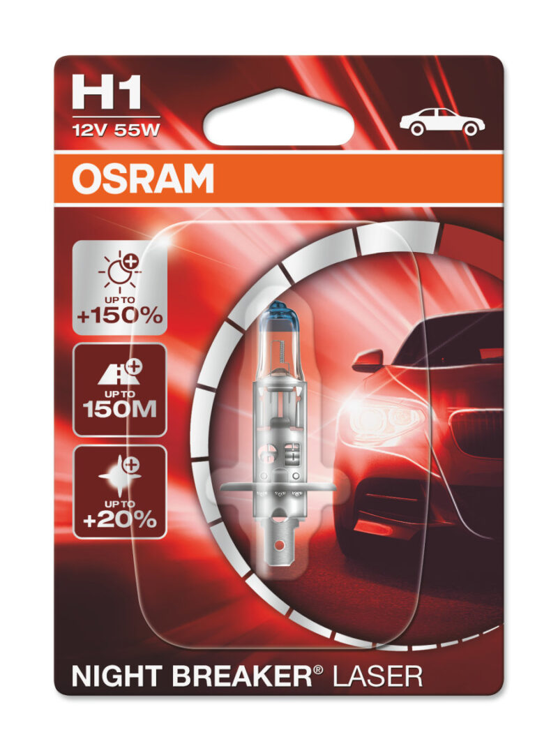 H1 55W 12V NIGHTBREAKER LASER +150% 1gb.HALOGĒNLAMPA | O64150NL-01B